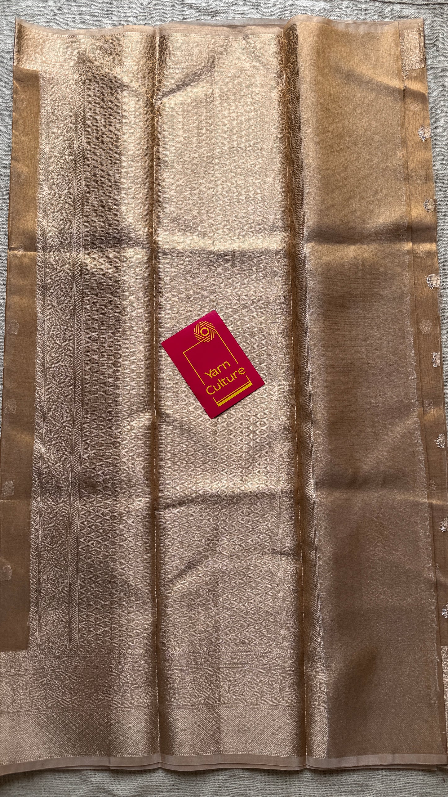 Brownish gold tissue Banarasi with gold butas
