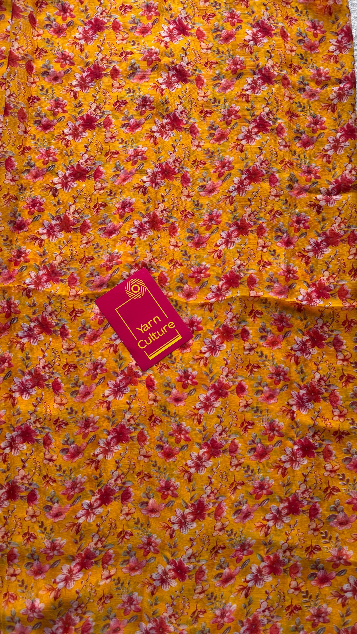 Yellow with red flowers, chiffon YCDOSFC01