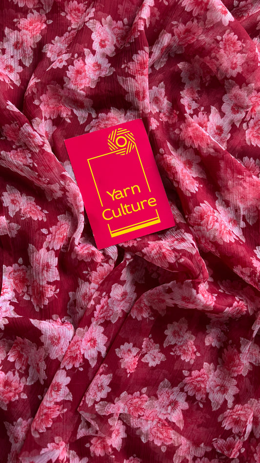 Maroon with flowers, chiffon ♥️
