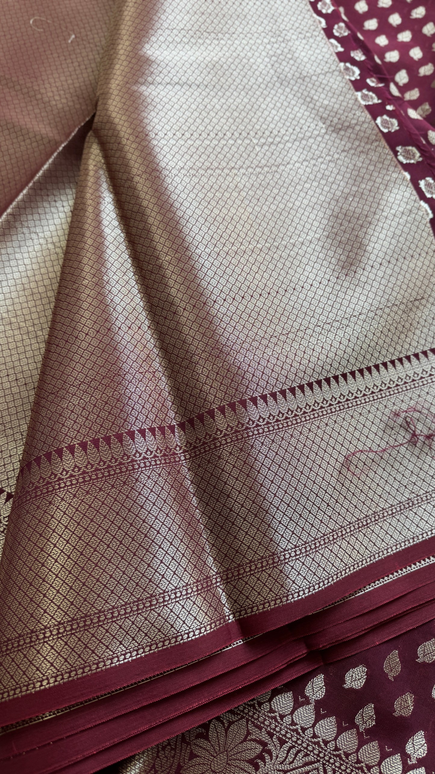 Maroon Wine - Banarasi Semi Katan Silk