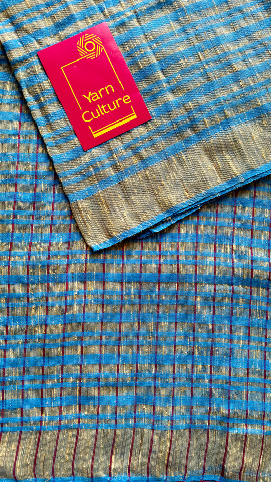 Blue and Cream  - Ketia (tussar cotton blend) YCBCKJ05