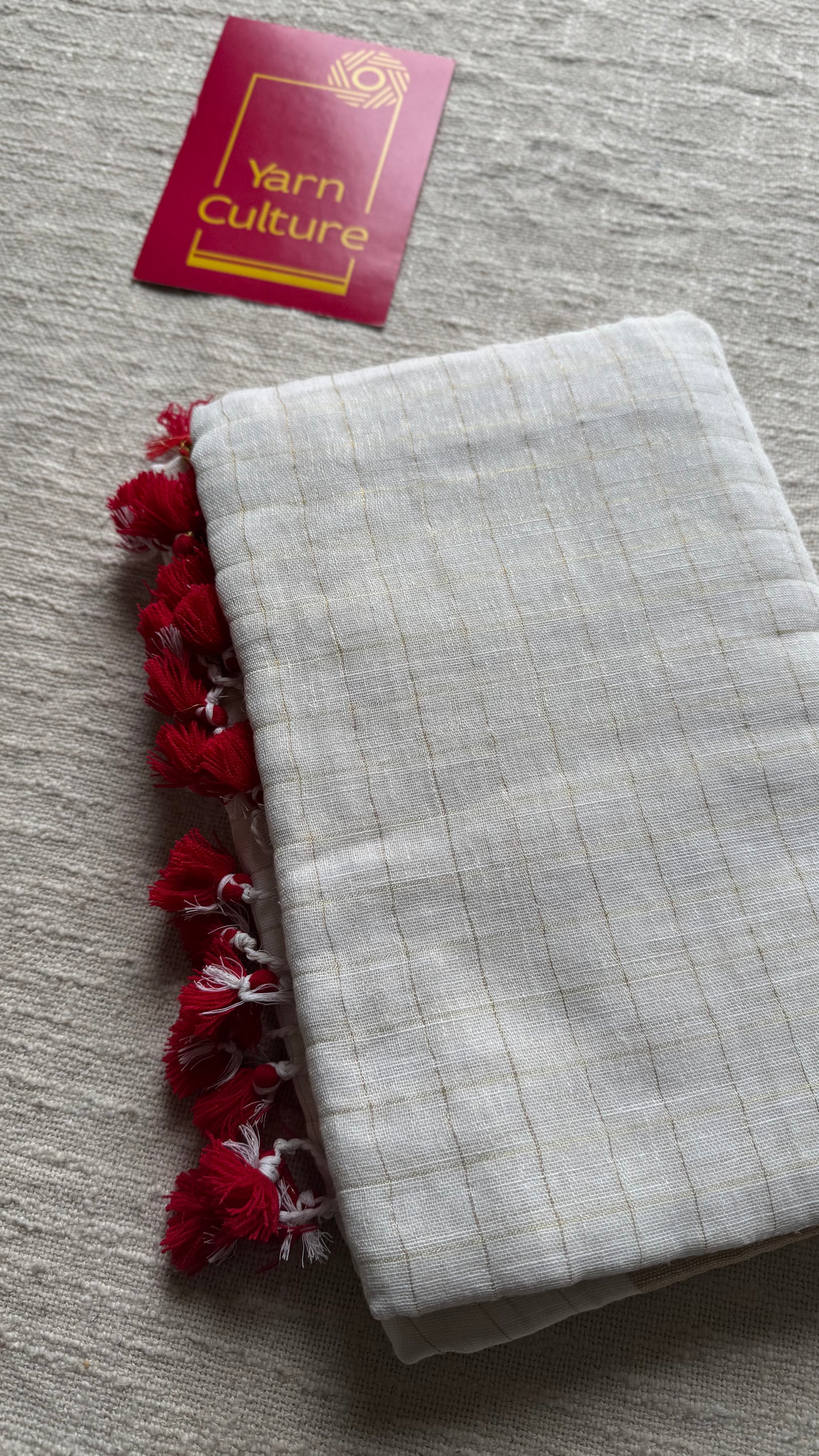 Ivory & gold checks in Linen - YCON25BCLN07