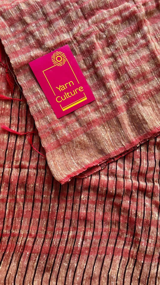 Red and Cream - Ketia (tussar cotton blend)