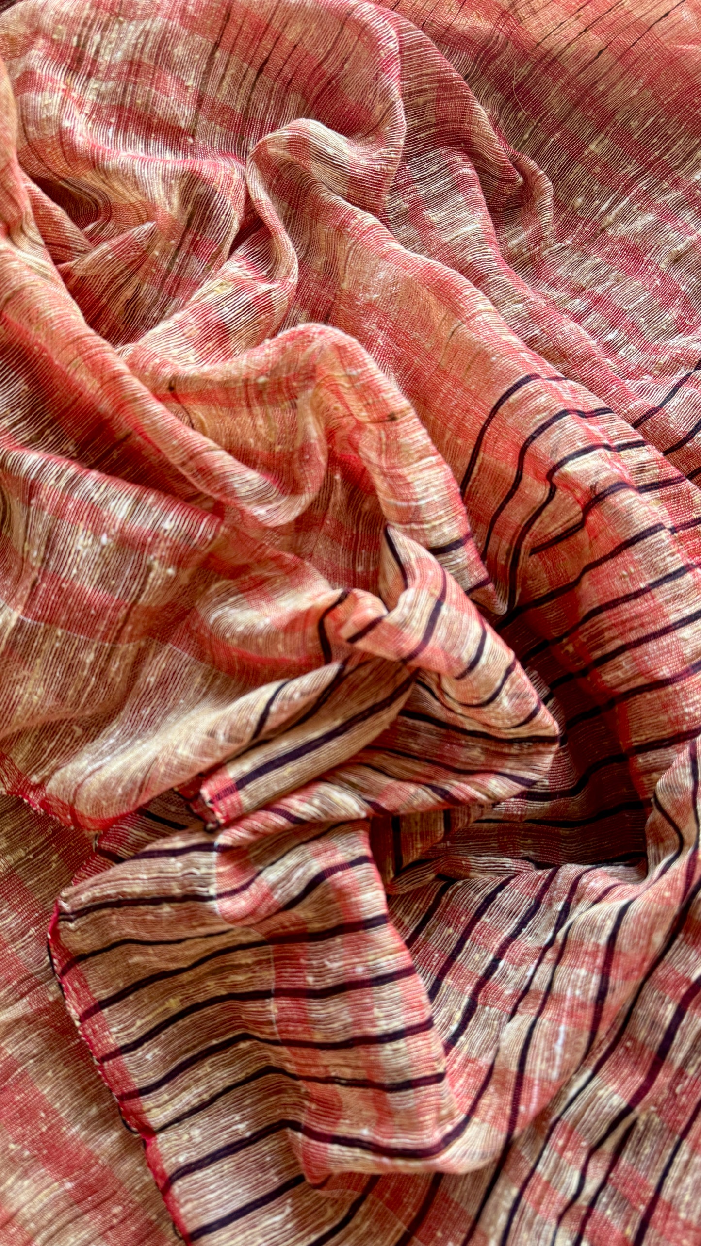 Red and Cream - Ketia (tussar cotton blend)