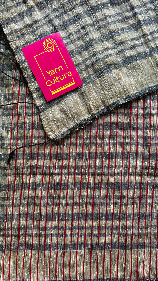 Grey, Red and Cream  - Ketia (tussar cotton blend) YCBCKJ04