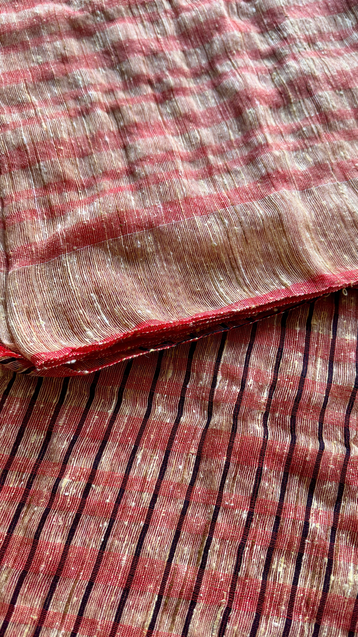 Red and Cream - Ketia (tussar cotton blend)