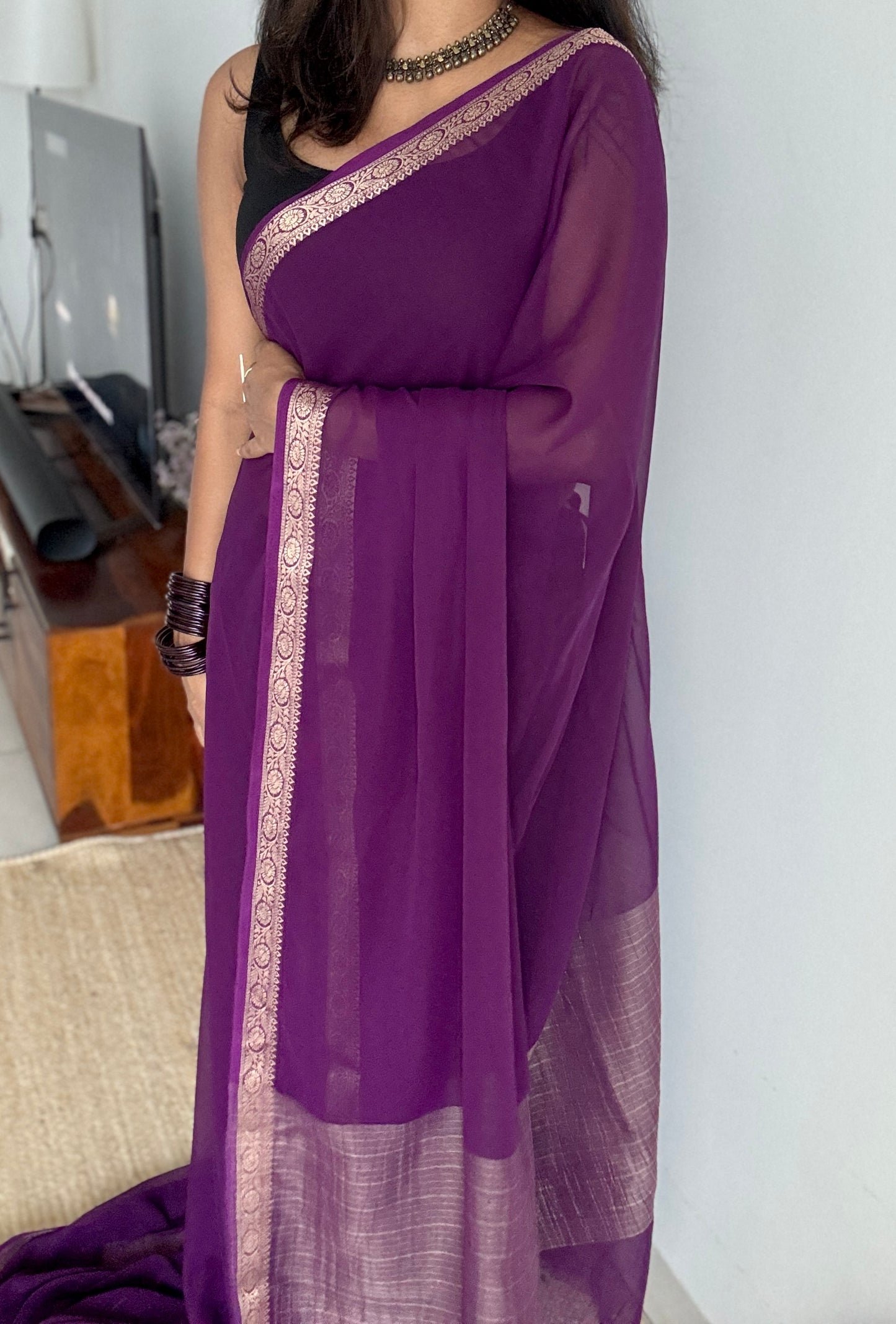 Purple Pink (vadamalli) - Chiffon