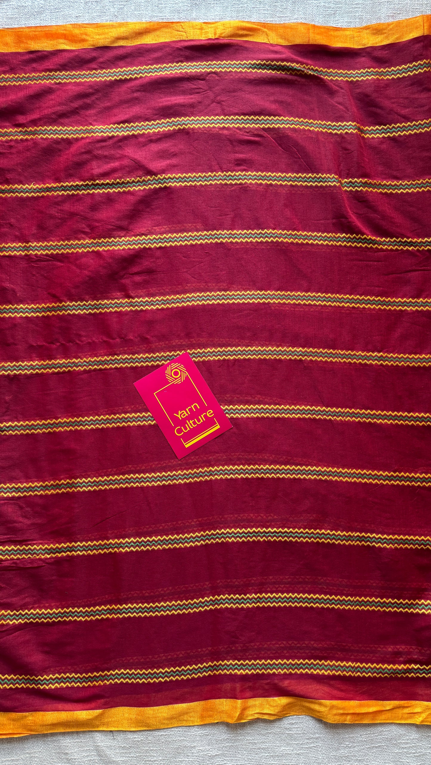 Maroon Patterned Stripes - Khadi Soft Cotton