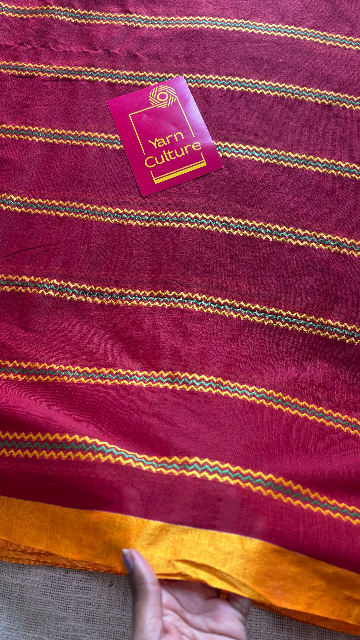 Maroon Patterned Stripes - Khadi Soft Cotton