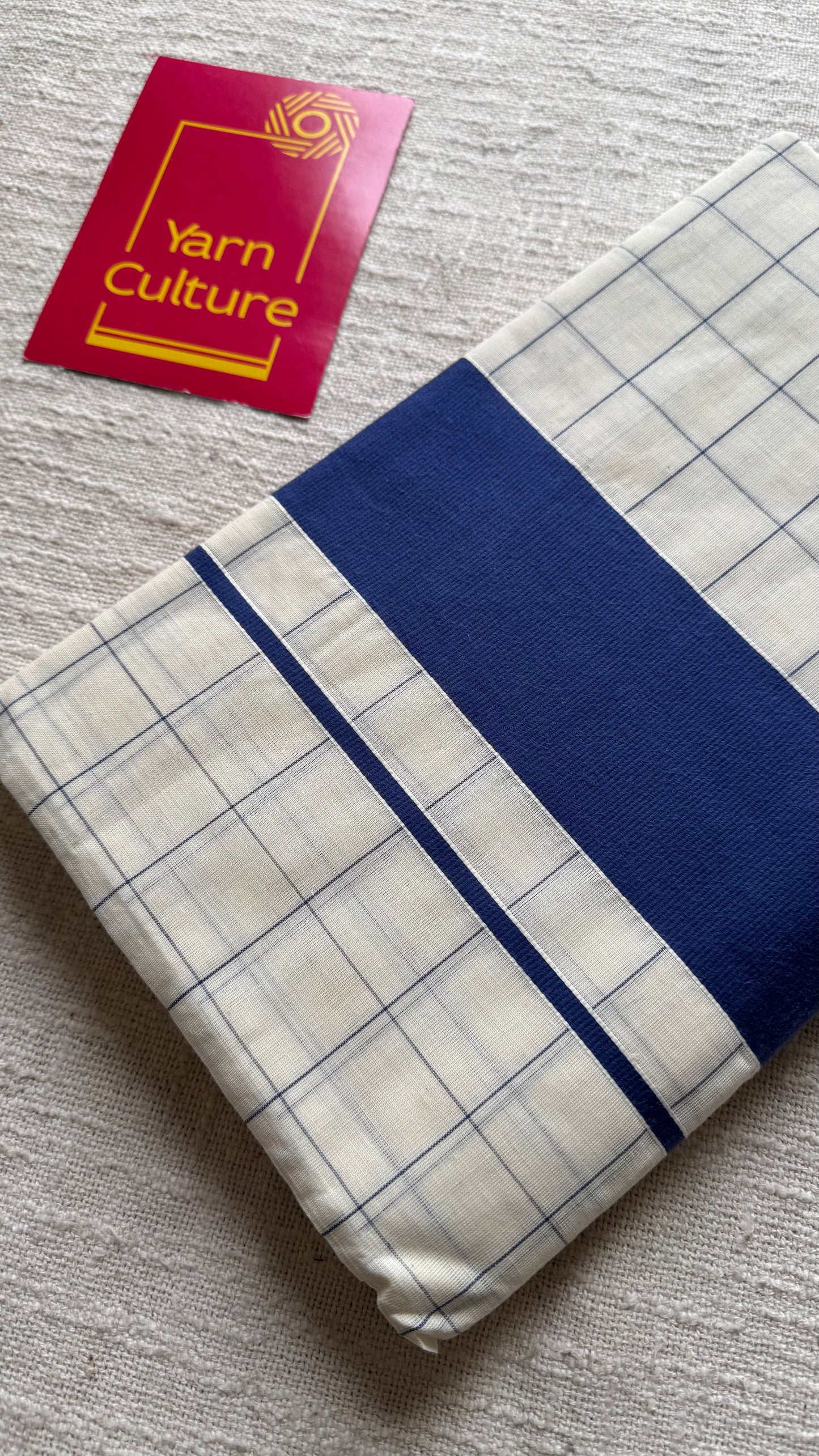 Ivory and blue checks, kerala cotton - YCON25KCPC69