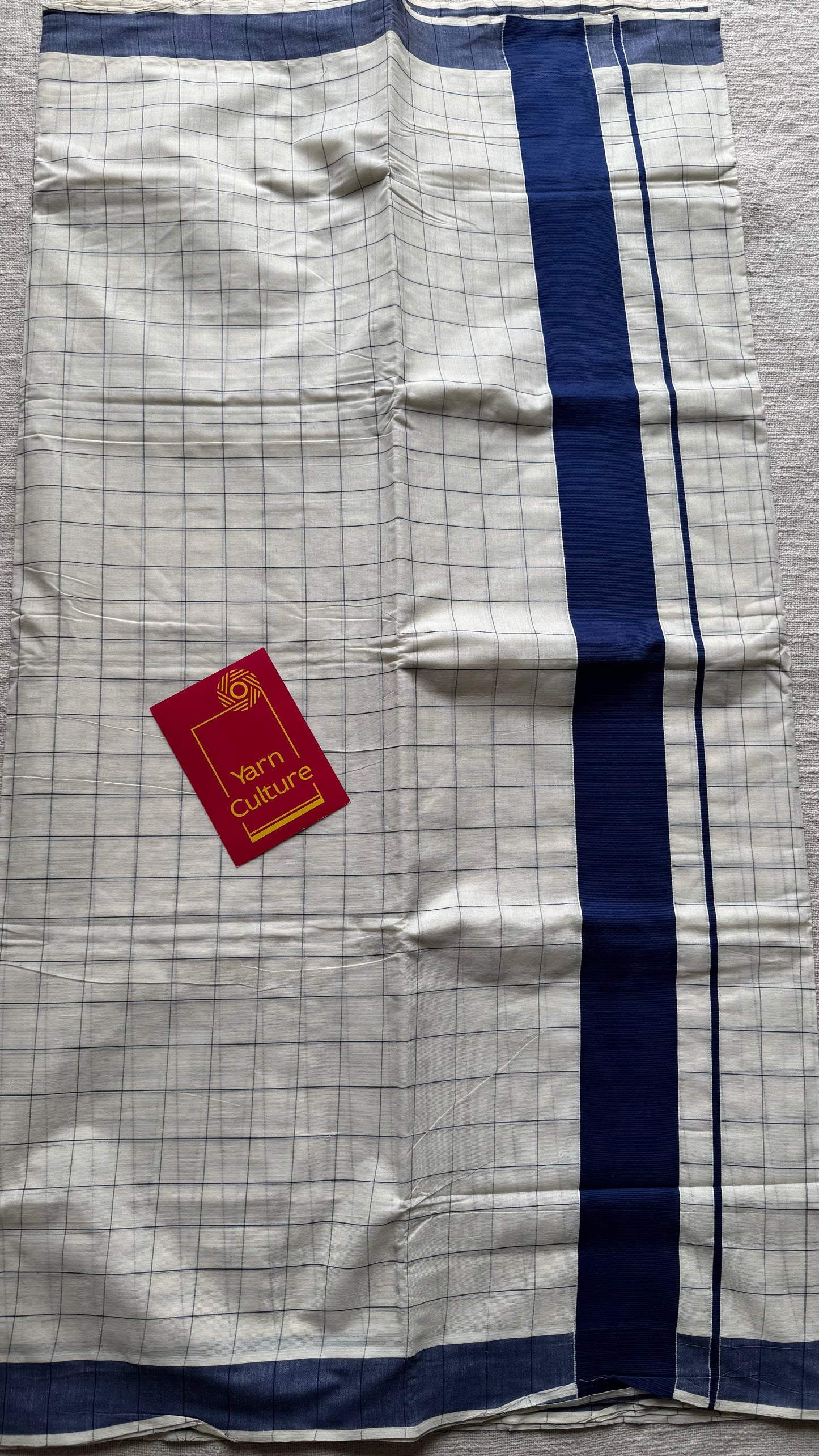 Ivory and blue checks, kerala cotton - YCON25KCPC69