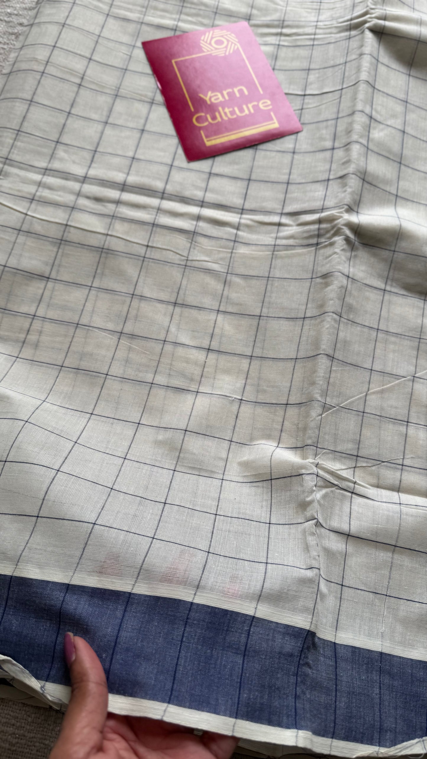Ivory and blue checks, kerala cotton - YCON25KCPC69