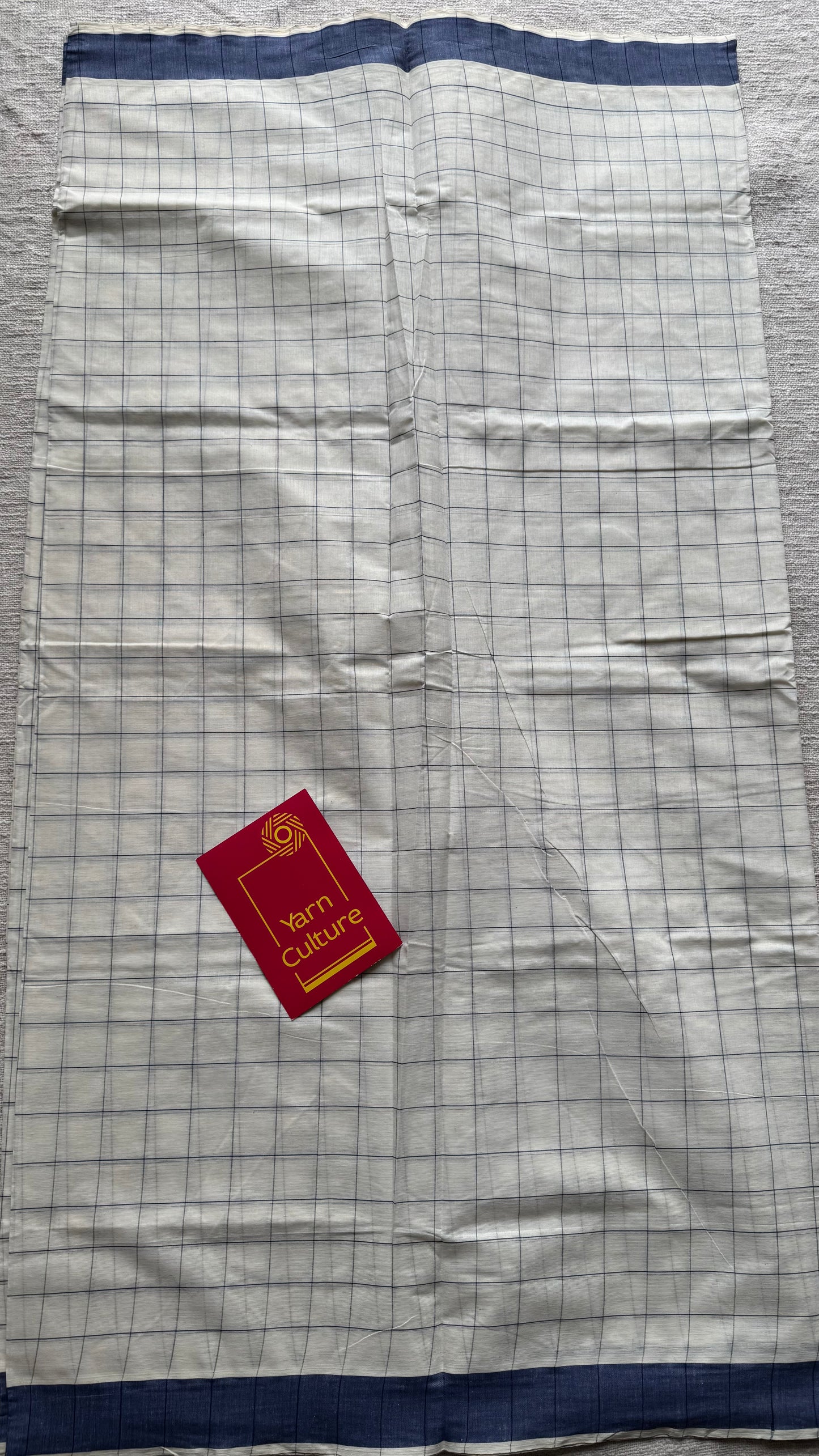 Ivory and blue checks, kerala cotton - YCON25KCPC69