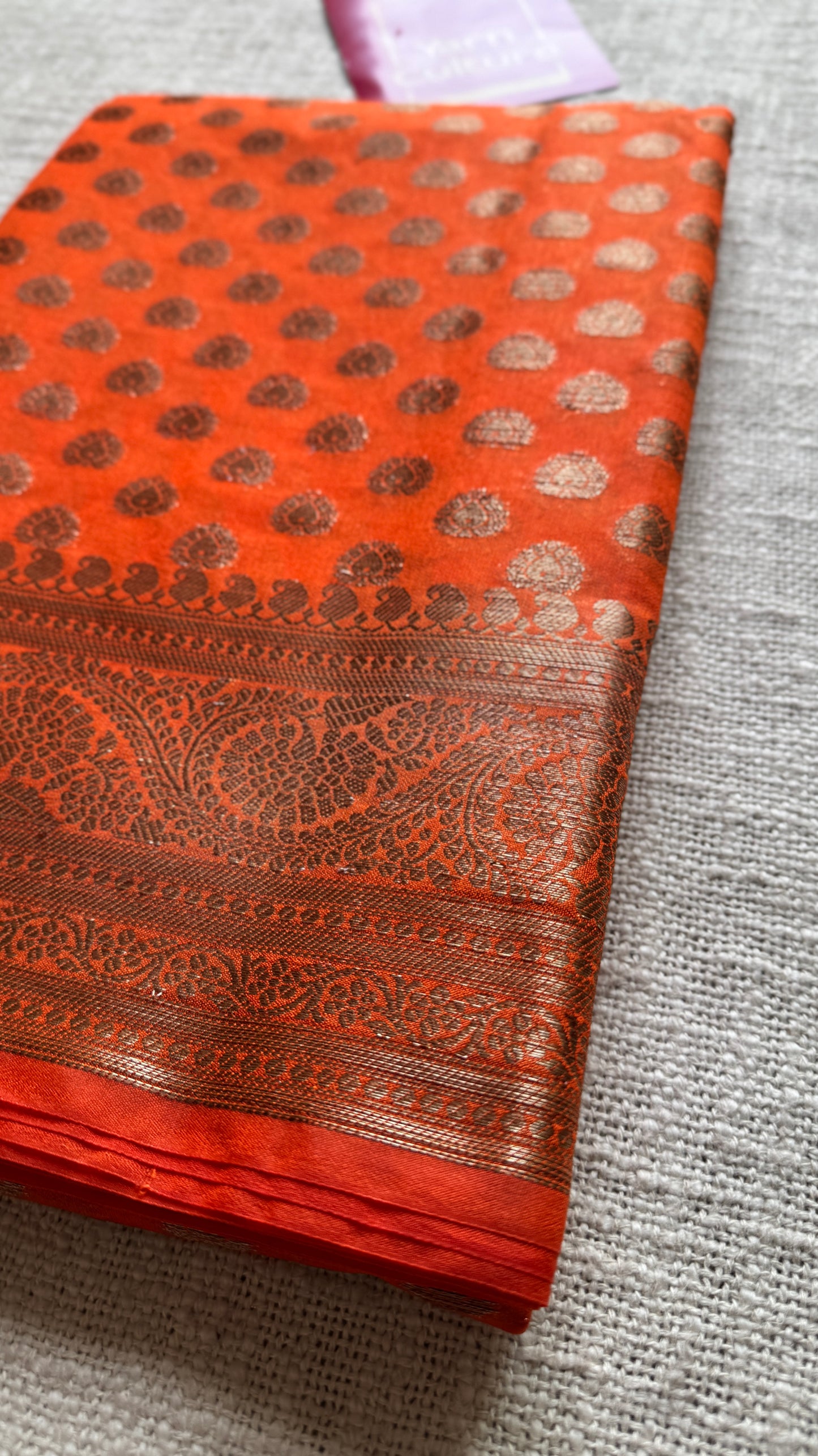 Tejasi -  Orange antique gold, Banarasi semi georgette