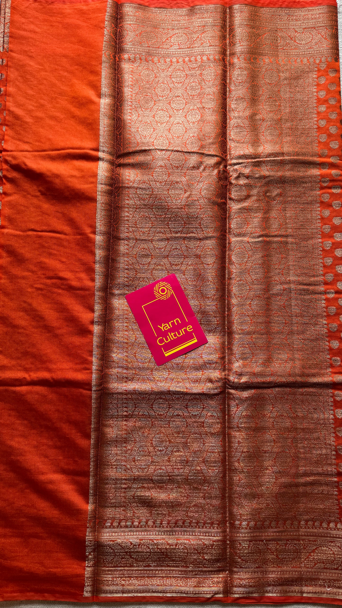 Tejasi -  Orange antique gold, Banarasi semi georgette