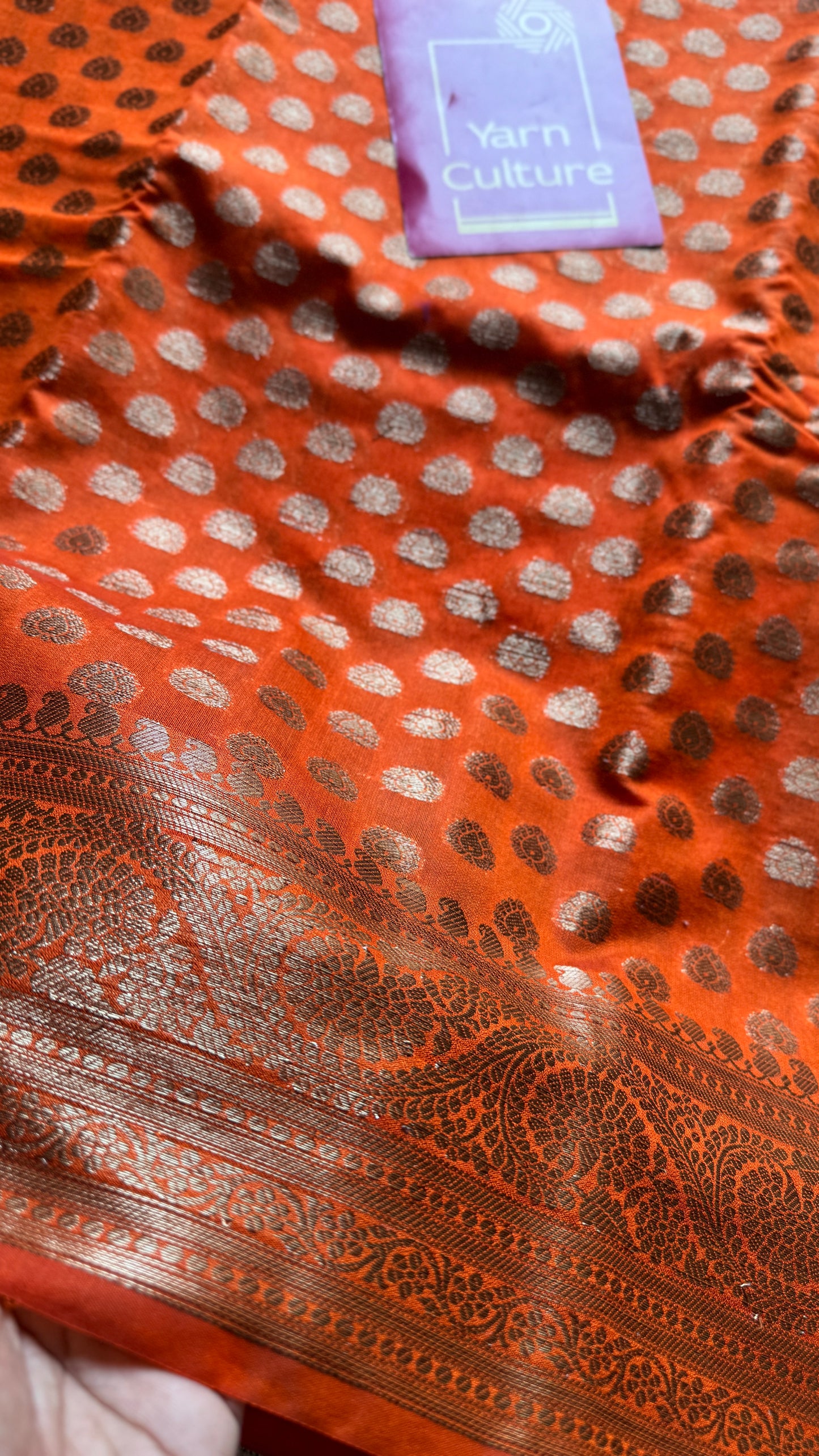 Tejasi -  Orange antique gold, Banarasi semi georgette