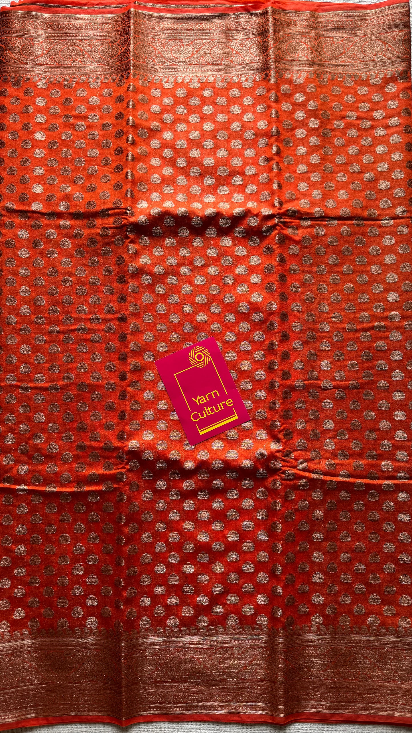 Tejasi -  Orange antique gold, Banarasi semi georgette