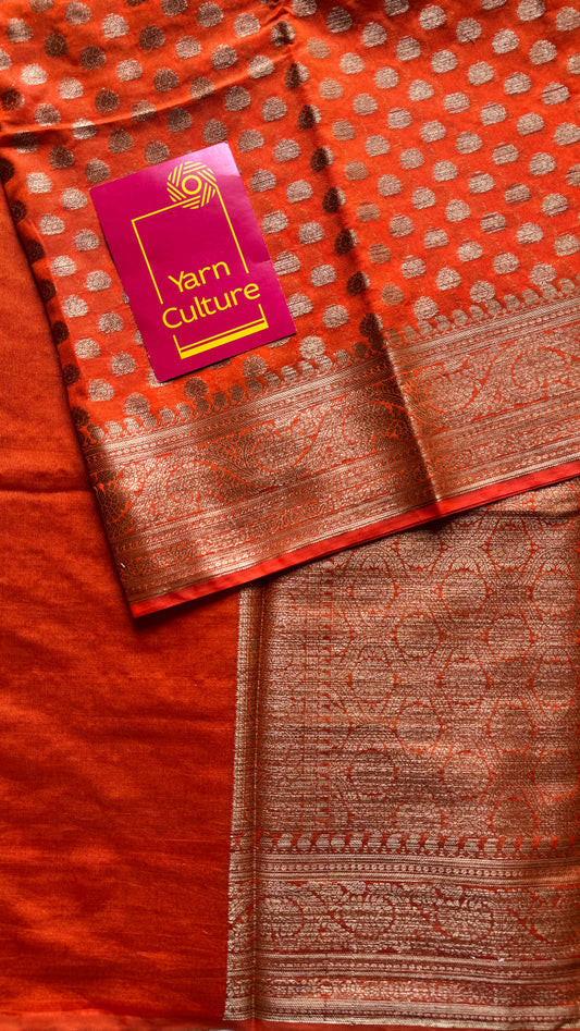 Tejasi -  Orange antique gold, Banarasi semi georgette