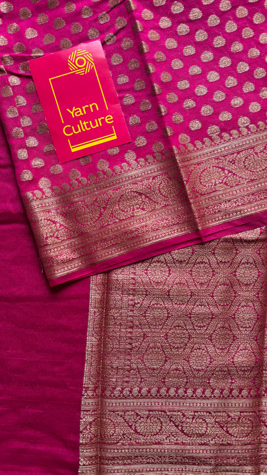 Heer - Warm Magenta antique gold,  Banarasi semi georgette