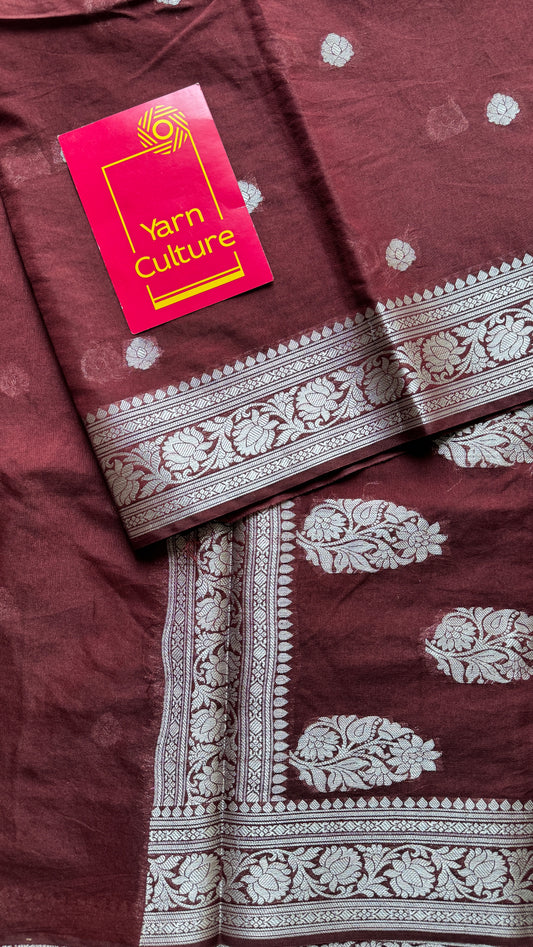Dhwani - Brown silver zari, Banarasi semi chiffon