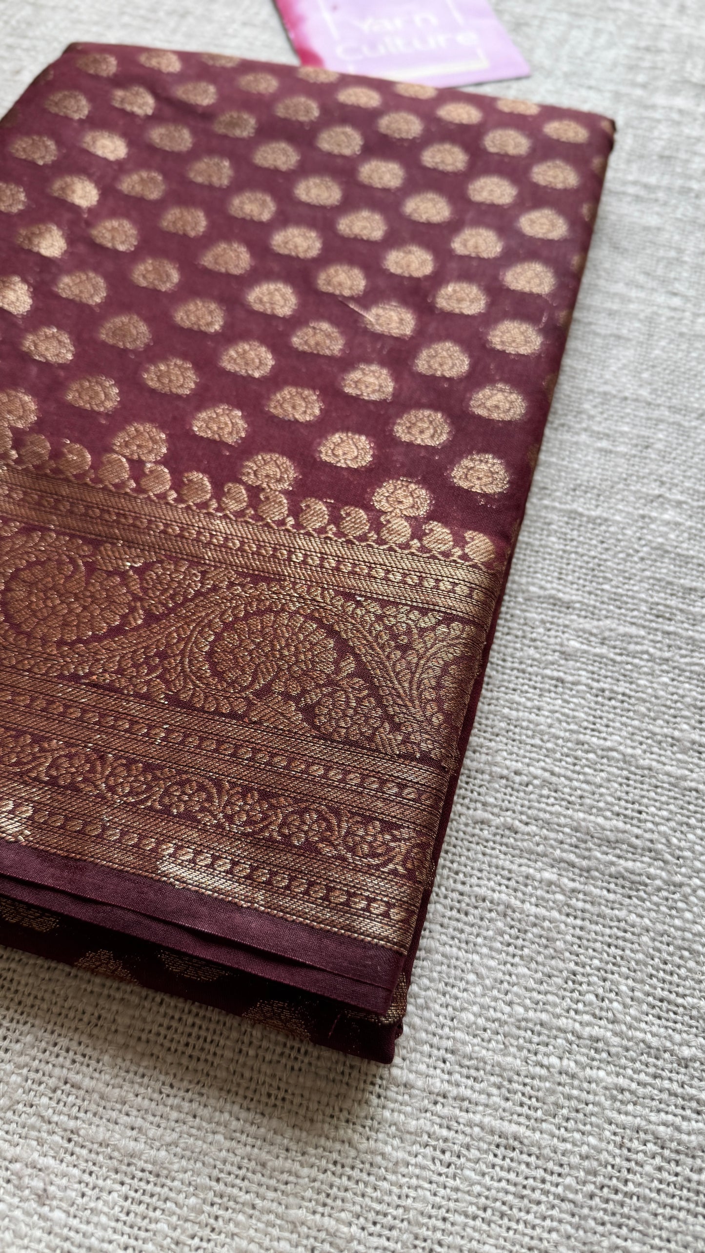 Tamalika - Coffee brown antique gold, Banarasi semi georgette