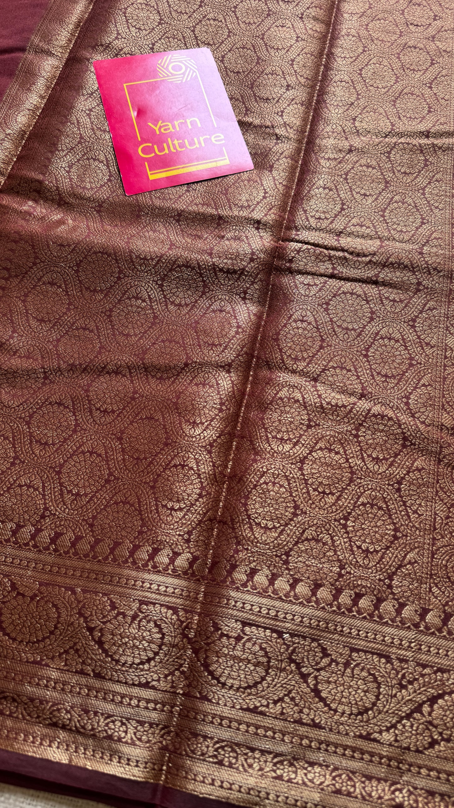 Tamalika - Coffee brown antique gold, Banarasi semi georgette