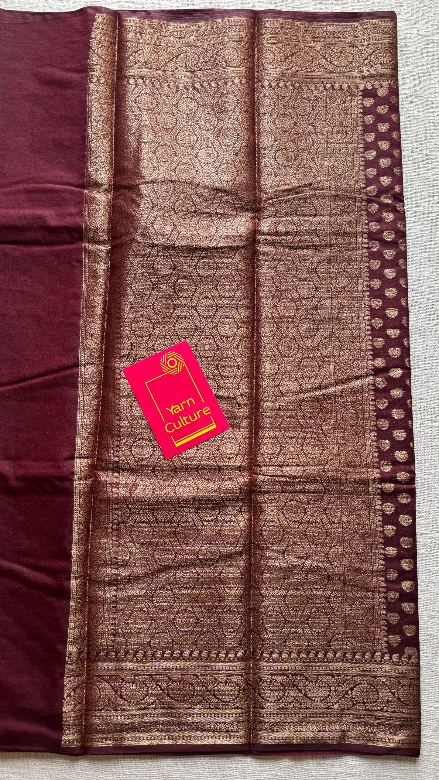 Tamalika - Coffee brown antique gold, Banarasi semi georgette