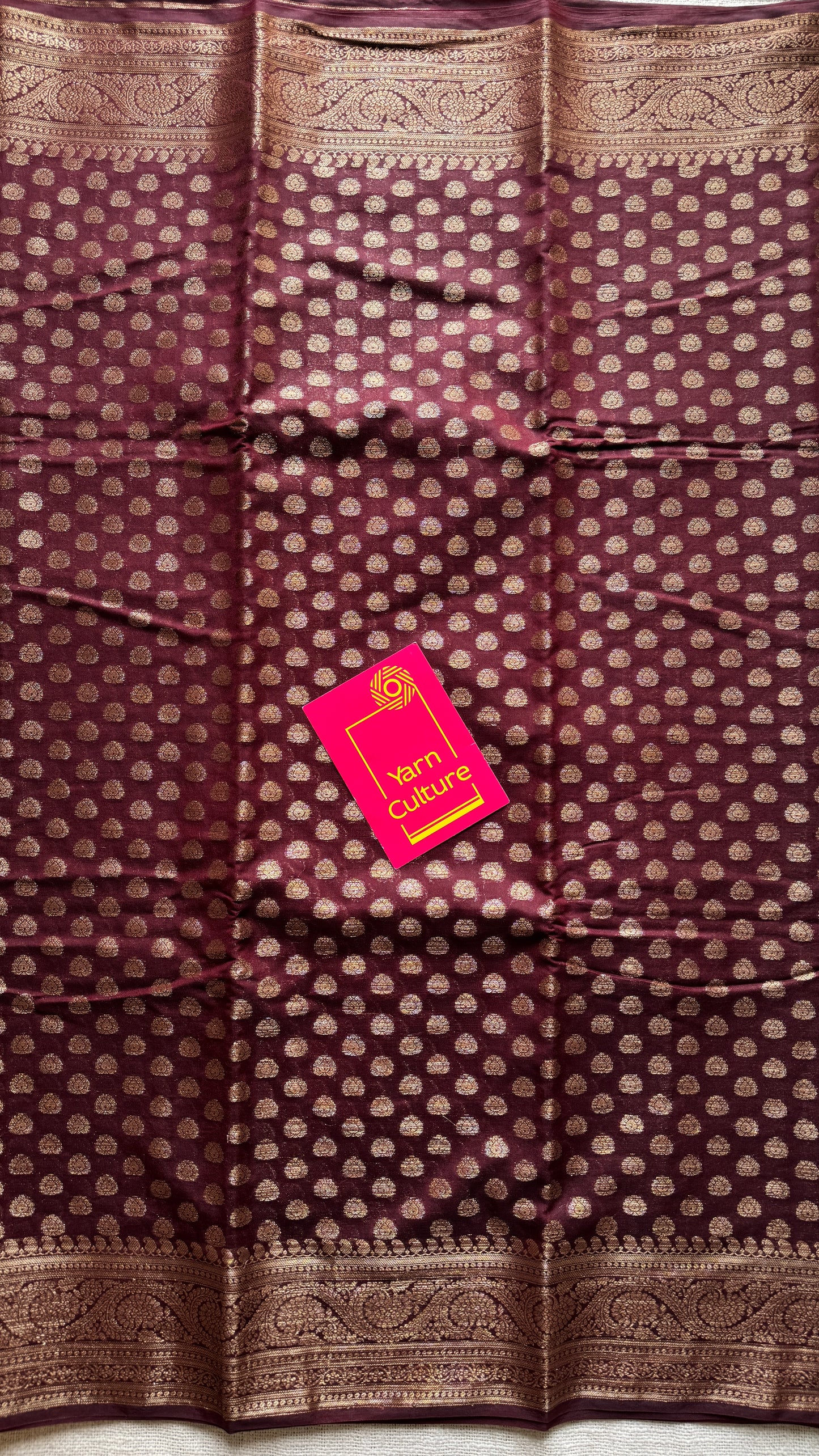 Tamalika - Coffee brown antique gold, Banarasi semi georgette