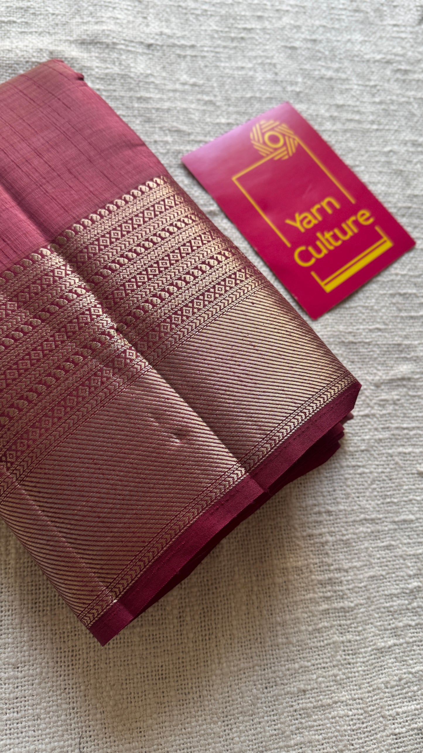 Maroon with antique gold zari - Semi Raw Silk