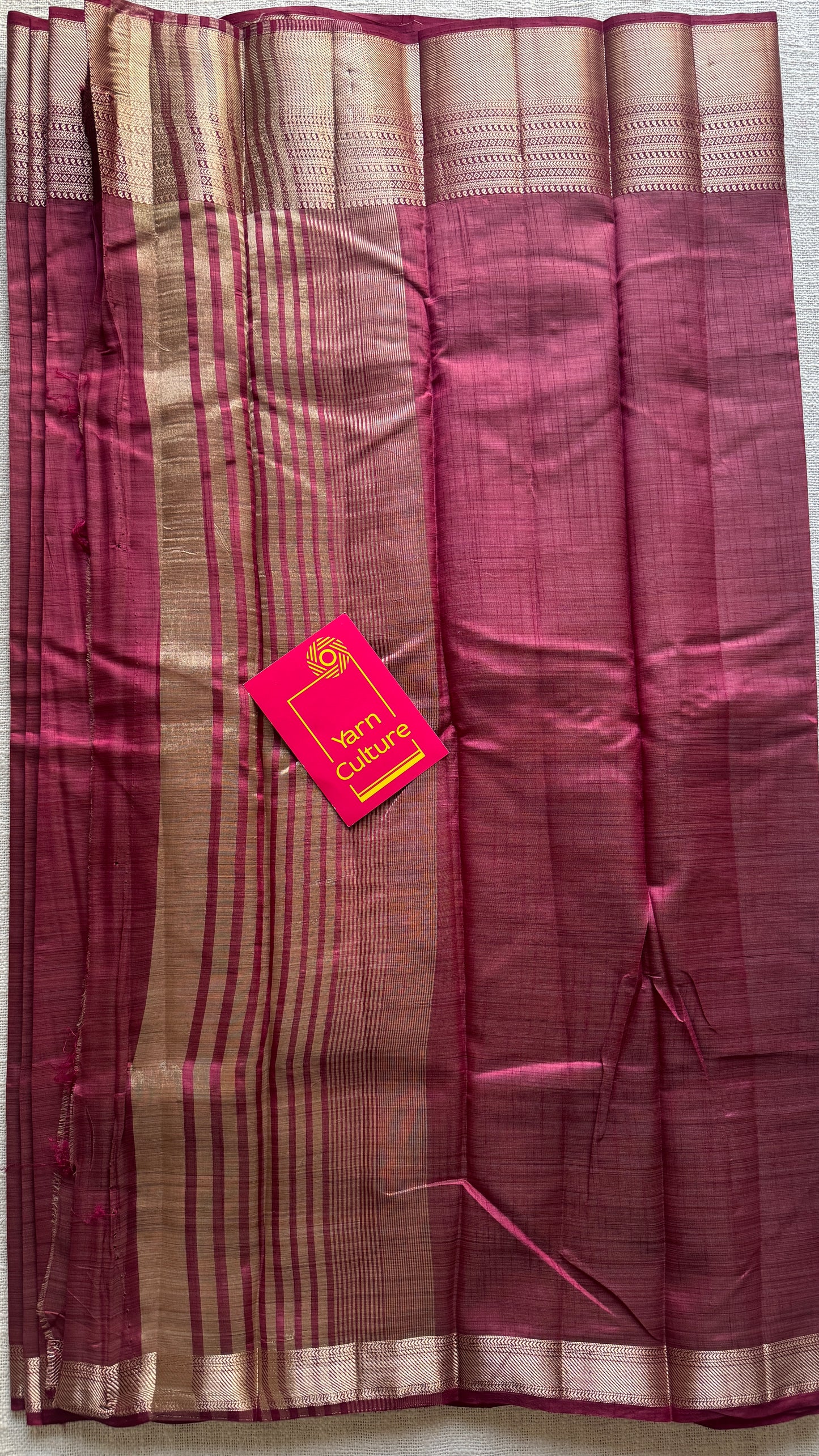 Maroon with antique gold zari - Semi Raw Silk