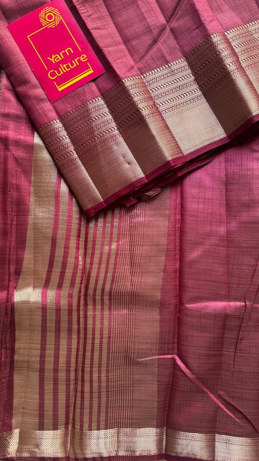 Maroon with antique gold zari - Semi Raw Silk