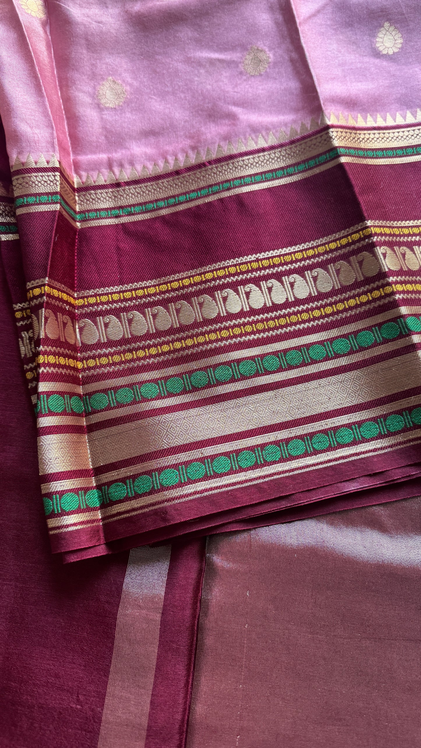 Pink Maroon - Banarasi Semi Katan silk