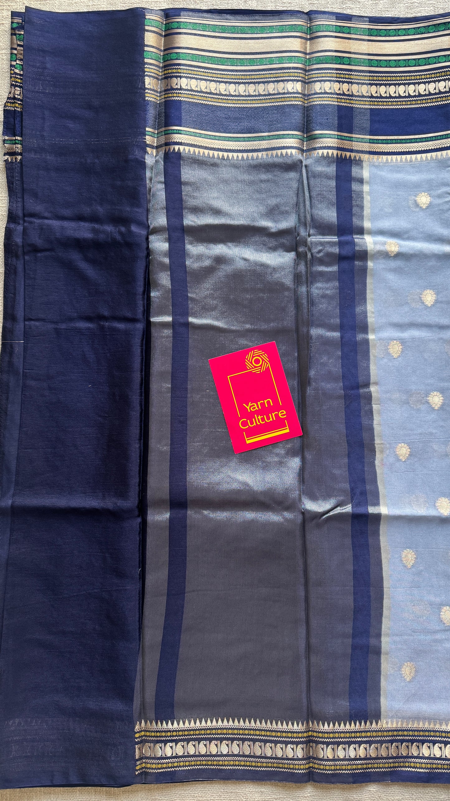 Blue Dark Blue - Banarasi Semi Katan Silk