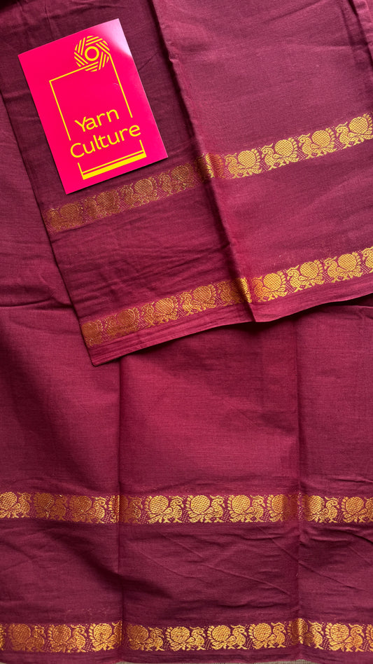Maroon Rettaipettu Peacock double border - Madurai Kattuchayam