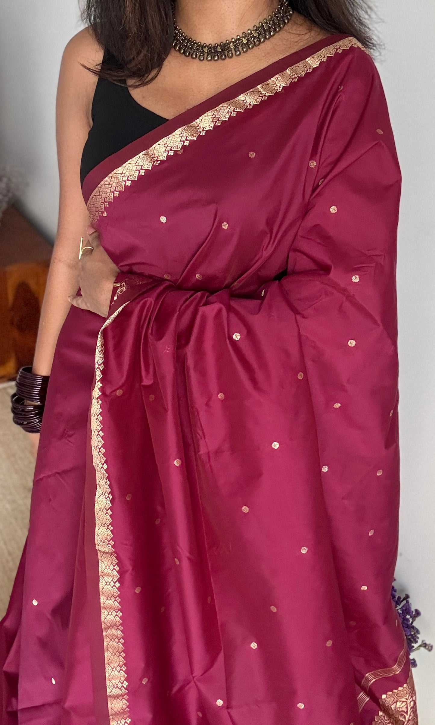 Deep Carmine - Kanchipuram Semi-Silk