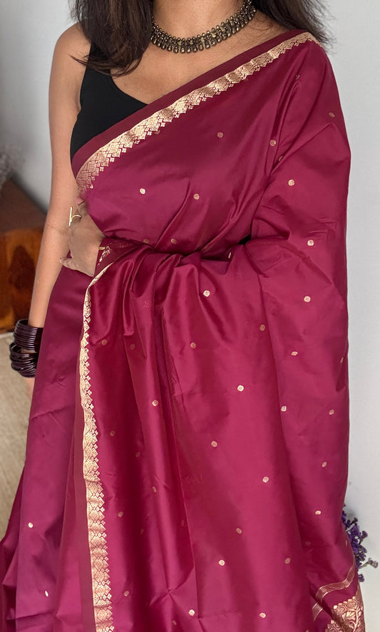 Deep Carmine - Kanchipuram Semi-Silk
