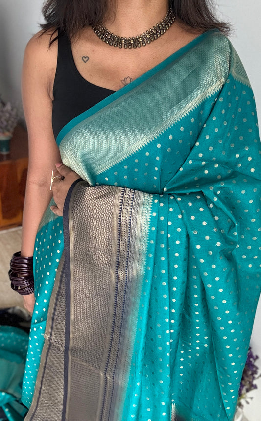 Blue Dark Blue - Tussar Semi Silk