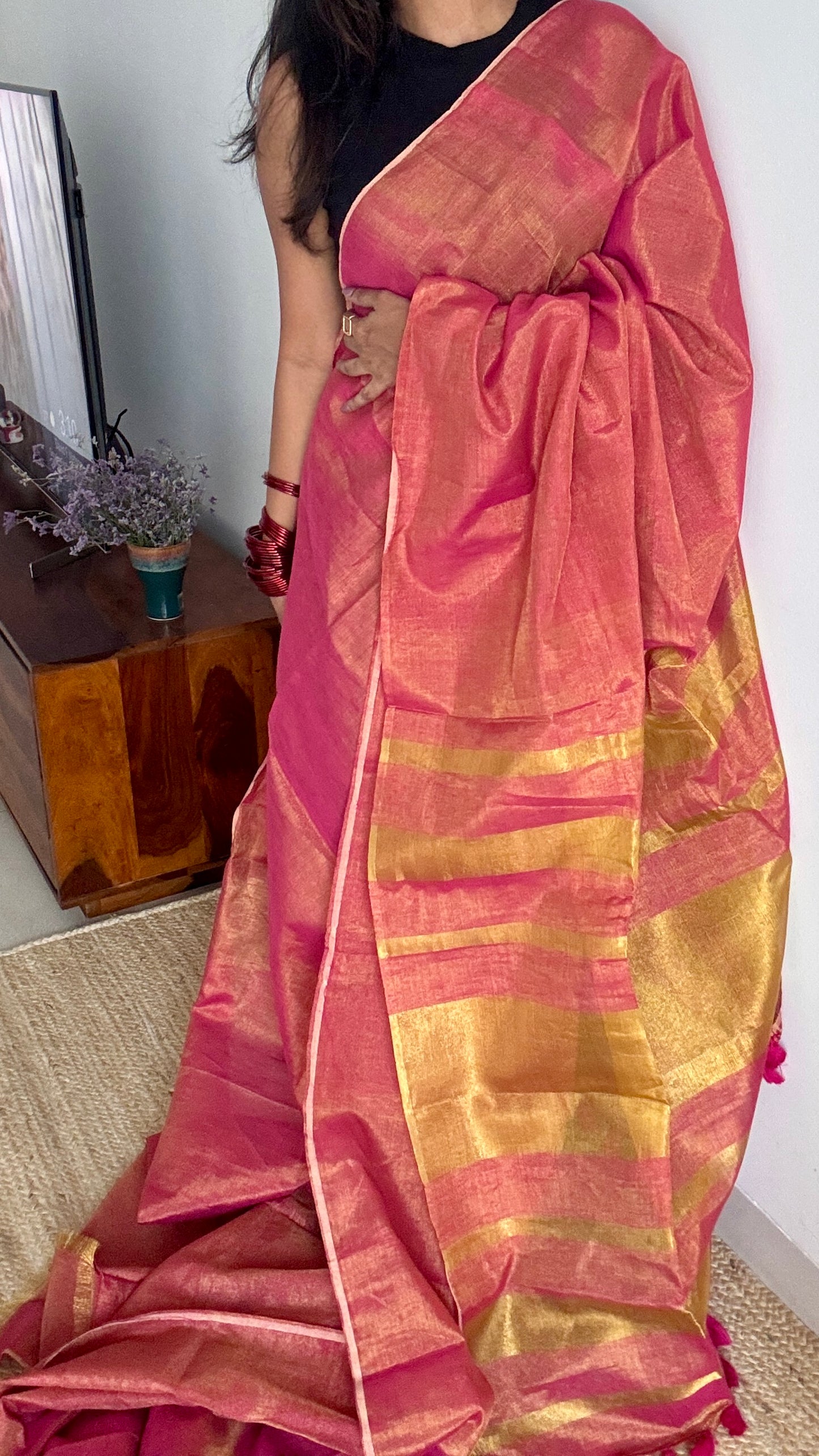 Pink Gold Dual Tone - Metallic Tissue Linen