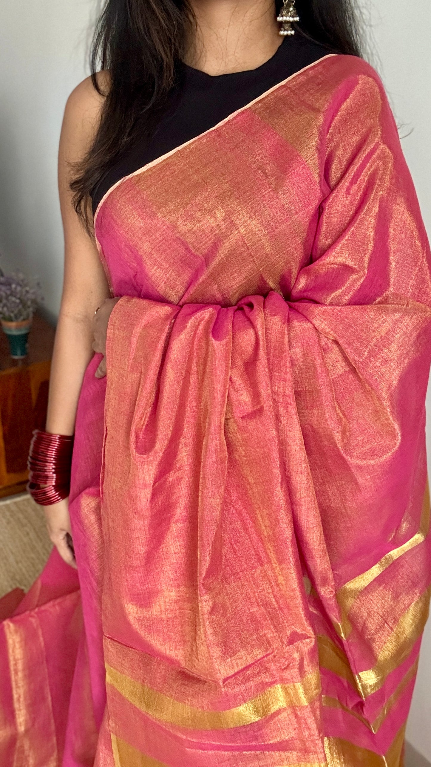 Pink Gold Dual Tone - Metallic Tissue Linen
