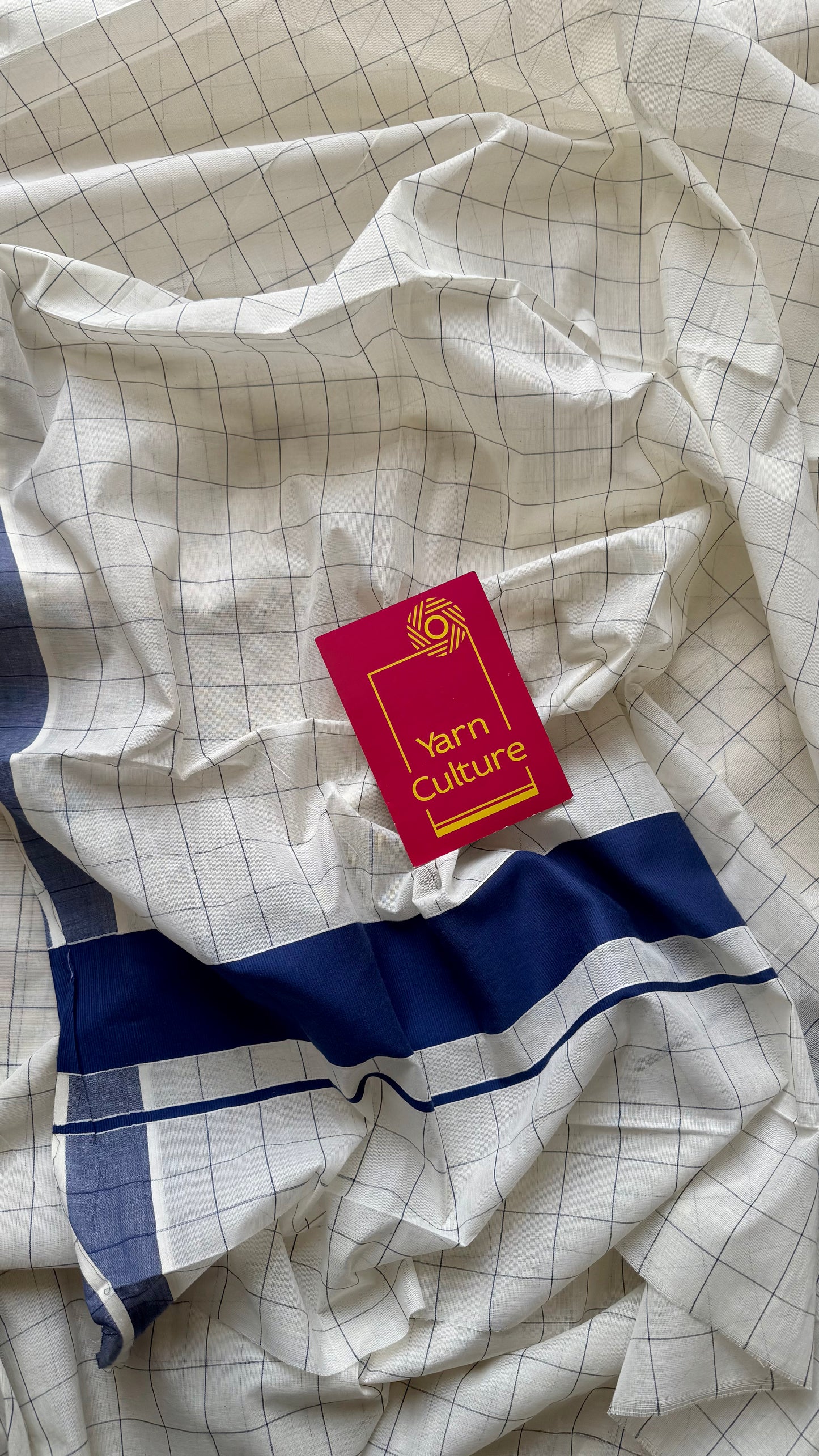 Ivory and blue checks, kerala cotton - YCON25KCPC69