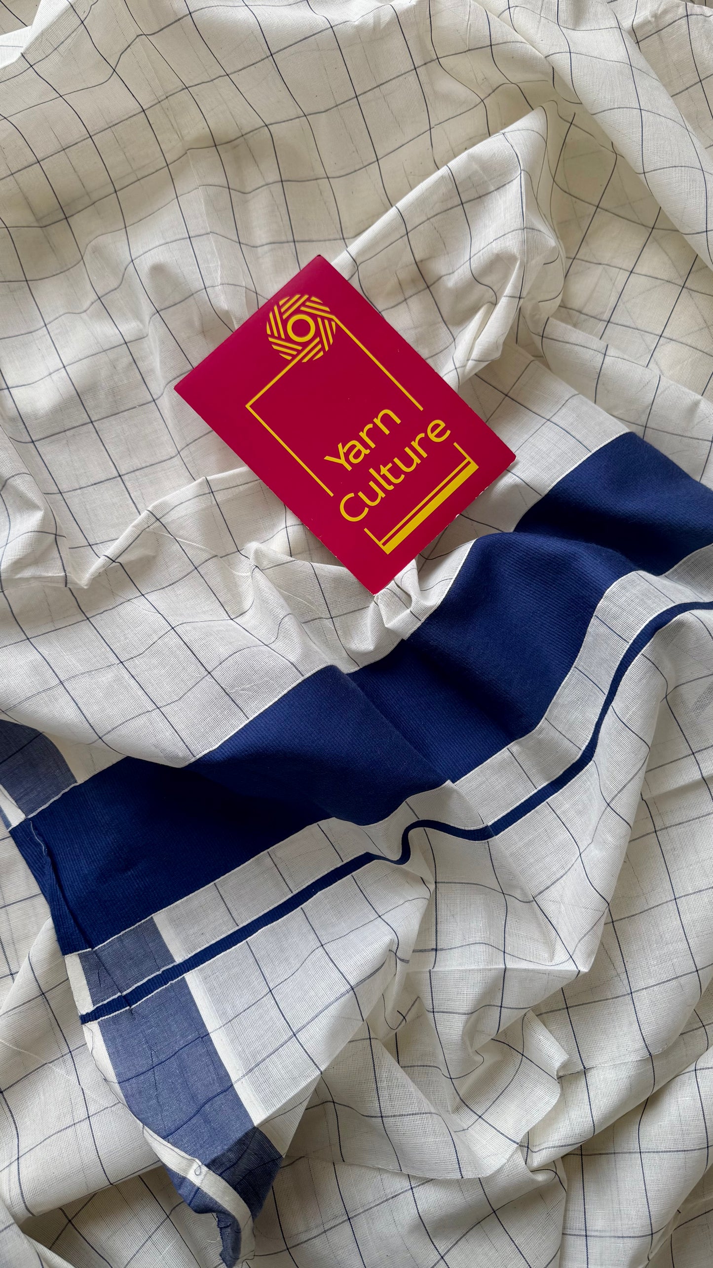 Ivory and blue checks, kerala cotton - YCON25KCPC69