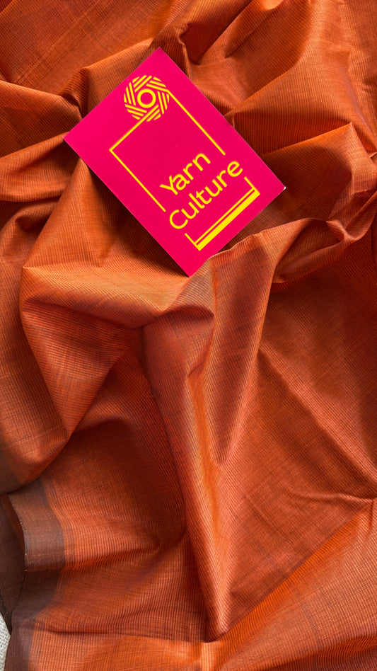 Plain rust orange, mangalgiri silk cotton, handwoven, soft, light weight - YCWOTDMSCM08