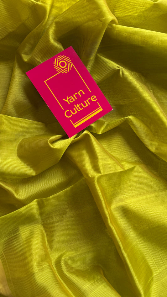 Plain lime green, mangalgiri silk cotton, handwoven, soft, light weight - YCWOTDMSCM10