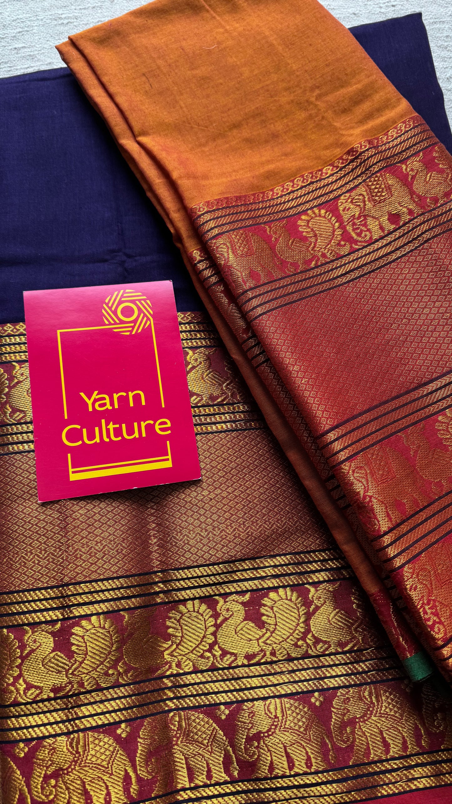 Orange - Violet Narayanpet half saree (dhavani), unstitched material, soft cotton - YCAHSN08