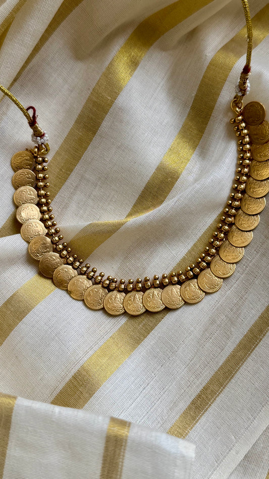 Single layer antique gold coin necklace - YCAGC25