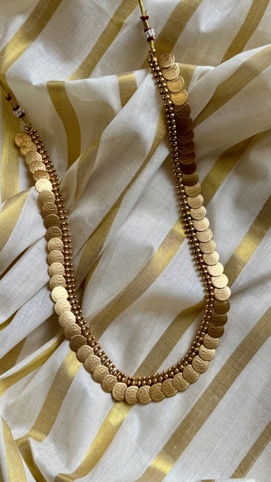 Single layer antique gold coin long neckpiece - YCAGC26