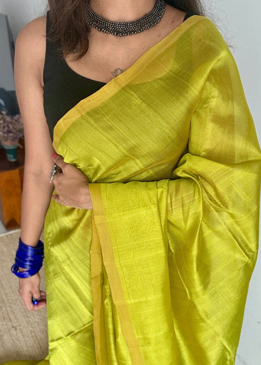 Plain lime green, mangalgiri silk cotton, handwoven, soft, light weight - YCWOTDMSCM10