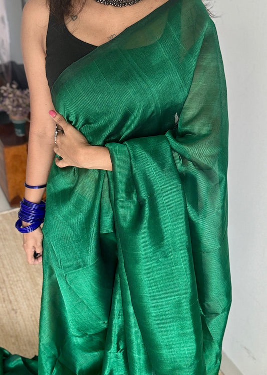 Plain green, mangalgiri silk cotton, handwoven, soft, light weight- YCWOTDMSCM14