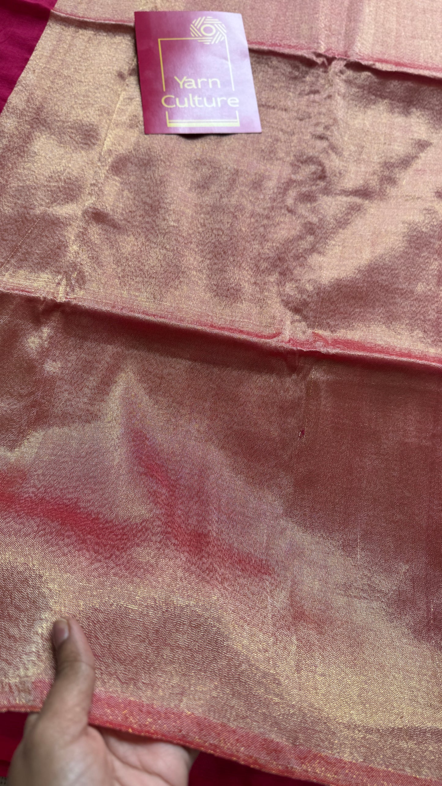 Hot Pink Splash - Deep warm pink with silver gold dual tone pallu, soft khadi cotton