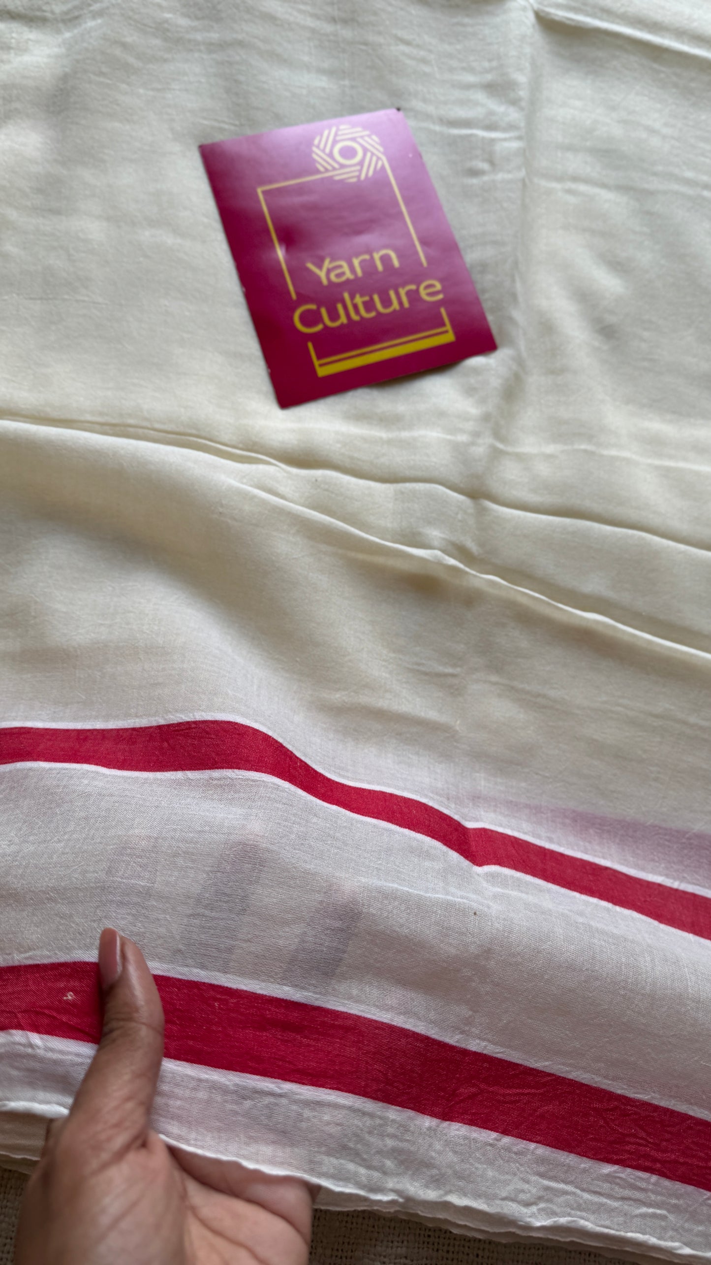 Off White with Red Stripes - Mul cotton
